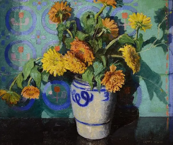 Calendulas By Grant Wood