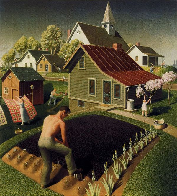 Spring in Town 1941 by Grant Wood | Oil Painting Reproduction