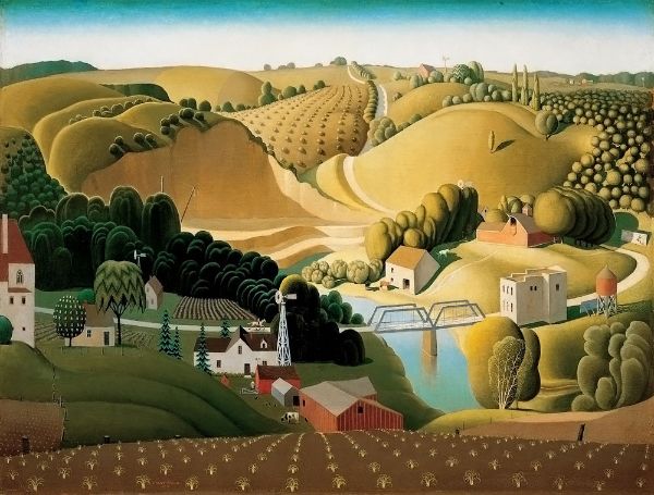Stone City Iowa 1930 by Grant Wood | Oil Painting Reproduction