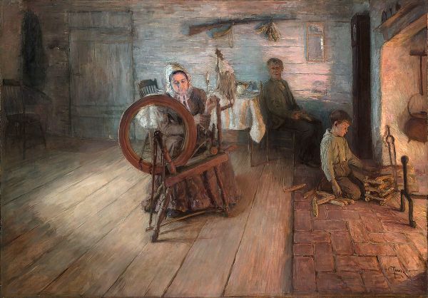 Spinning by Firelight the Boyhood of George Washington Gray | Oil Painting Reproduction