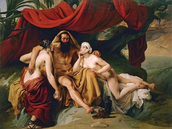 Lot and his Daughters 1833 by Francesco Hayez | Oil Painting Reproduction