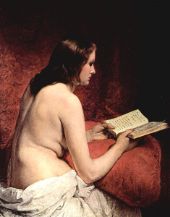 Odalisque with Book 1866 By Francesco Hayez