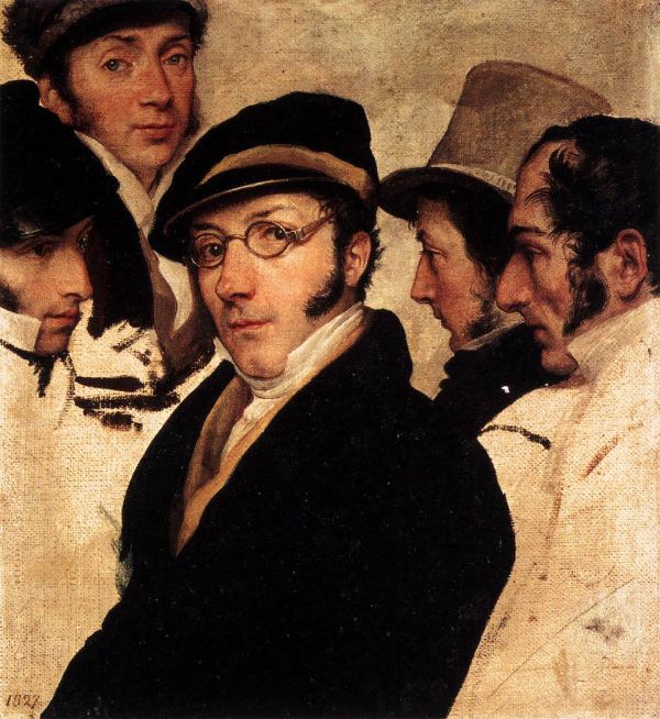 Self Portrait in a Group of Friends 1824 | Oil Painting Reproduction