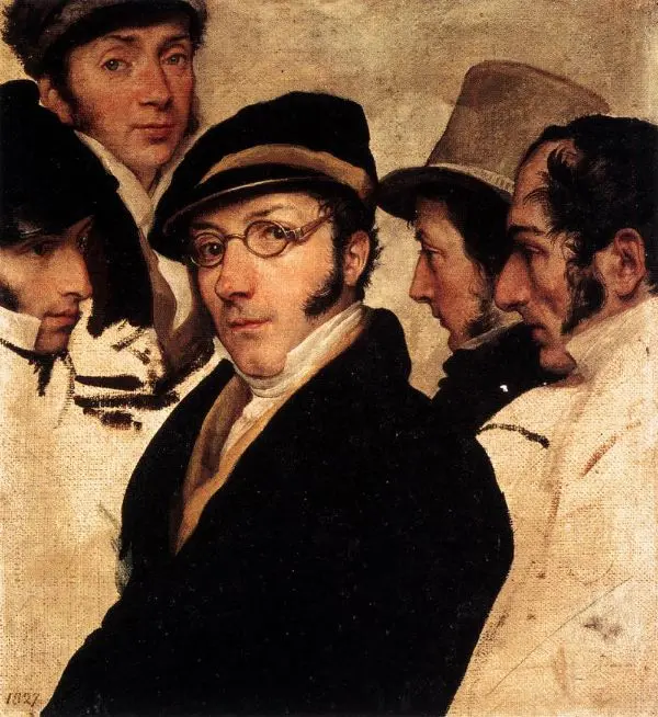 Self Portrait in a Group of Friends 1824 By Francesco Hayez