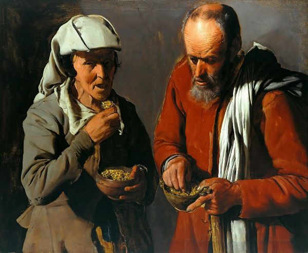 Eaters of the Peas by Georges de La Tour | Oil Painting Reproduction