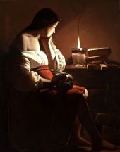 Mary Magdalene with a Night Light c1640 By Georges de La Tour