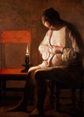 Woman Catching Fleas By Georges de La Tour