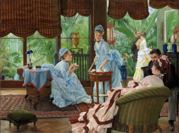 In the Conservatory by James Tissot | Oil Painting Reproduction