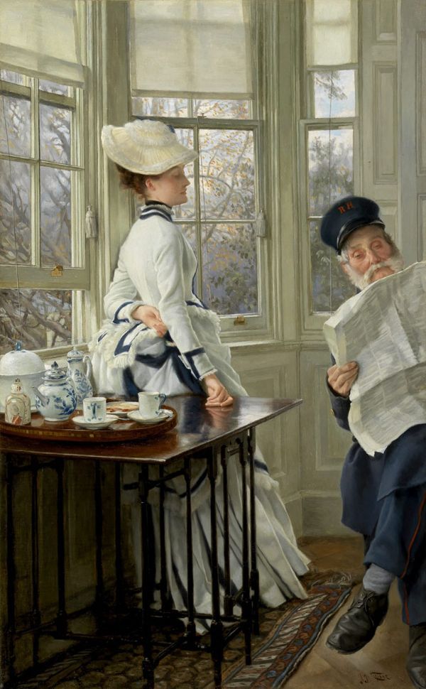 Reading the News c1874 by James Tissot | Oil Painting Reproduction