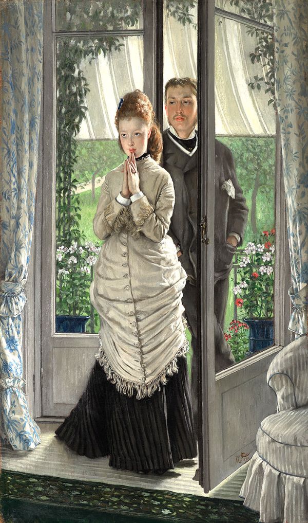 Two Figures at a Door 1872 by James Tissot | Oil Painting Reproduction