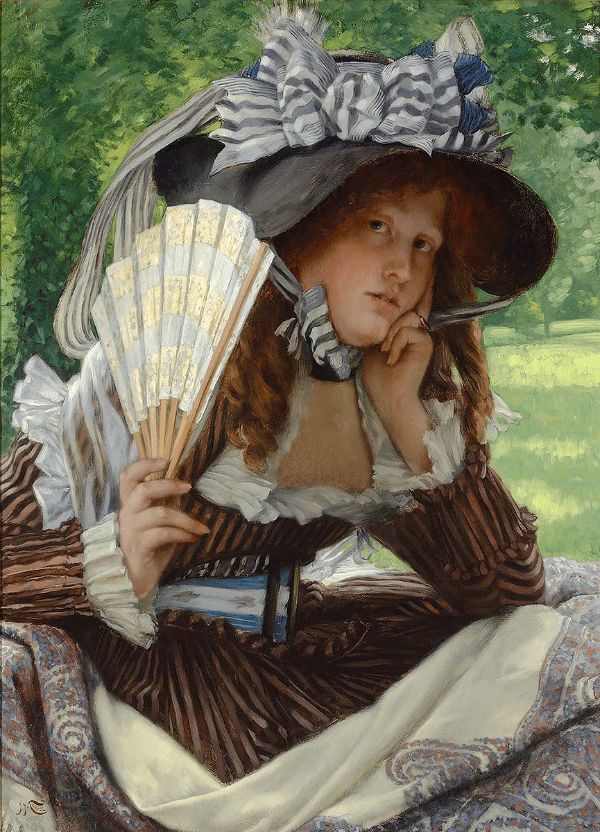 Young Girl with a Fan by James Tissot | Oil Painting Reproduction