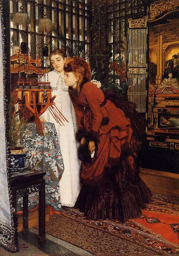 Young Woman Looking at Japanese Articles 1869 By James Tissot