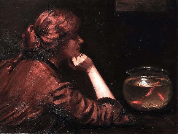 Fish in the Aquarium by John White Alexander | Oil Painting Reproduction