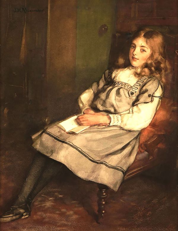 Girl in Chair by John White Alexander | Oil Painting Reproduction
