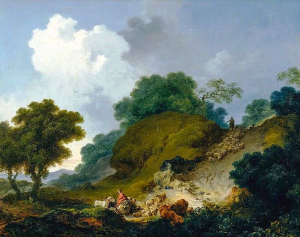 Landscape with Shepherds and Flock of Sheep | Oil Painting Reproduction