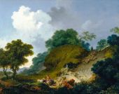 Landscape with Shepherds and Flock of Sheep By Jean Honore Fragonard
