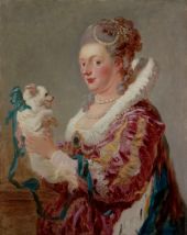 Portrait of a Lady with a Dog By Jean Honore Fragonard