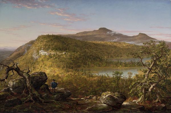 A View of the Two Lakes and Mountain House Catskill Mountains Morning | Oil Painting Reproduction