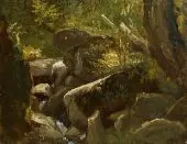 Forest Interior and Lake Landscape Study By Thomas Cole