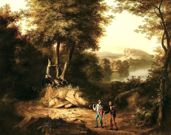 Hunters in a Landscape c1824 by Thomas Cole | Oil Painting Reproduction