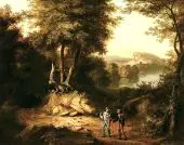 Hunters in a Landscape c1824 By Thomas Cole