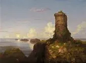 Romantic Landscape with Ruined Tower 1838 By Thomas Cole