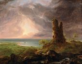 Romantic Landscape with Ruined Tower c1832 By Thomas Cole