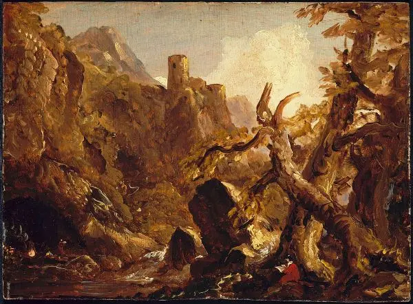 Salvator Rosa Sketching Banditti c1832 By Thomas Cole