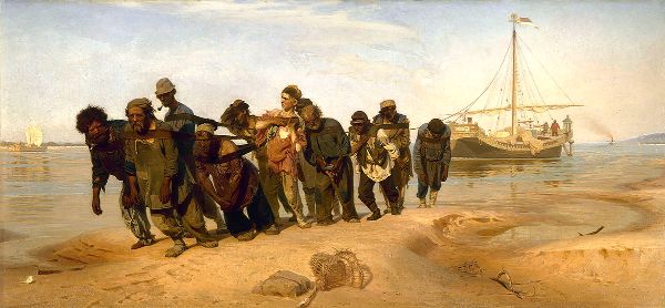 Barge Haulers on the Volga by Ilya Repin | Oil Painting Reproduction