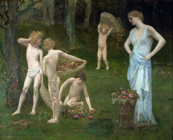 Children in an Orchard by Puvis de Chavannes | Oil Painting Reproduction