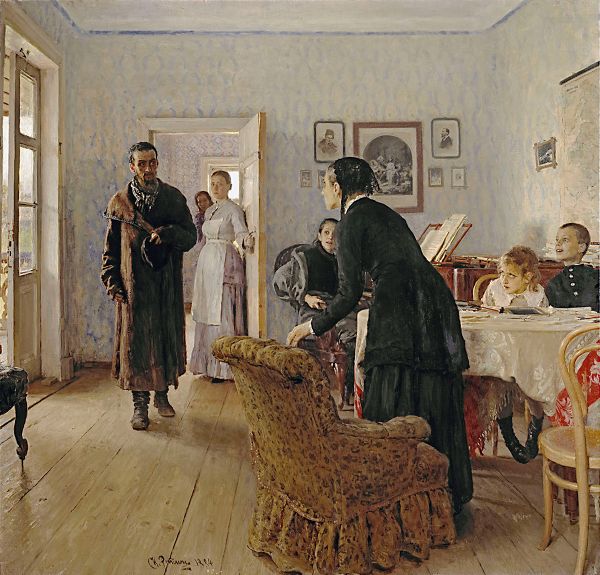 Unexpected Visitors 1886 by Ilya Repin | Oil Painting Reproduction