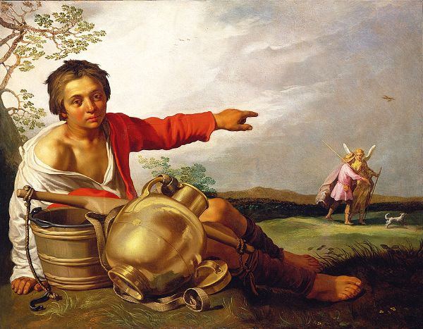 Shepherd Boy Pointing at Tobias and the Angel | Oil Painting Reproduction