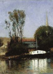 A Boat on the Seine 1871 By Albert Lebourg