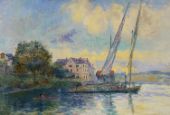 The Bank of Geneve Lake Saint Gingolph 1900 By Albert Lebourg