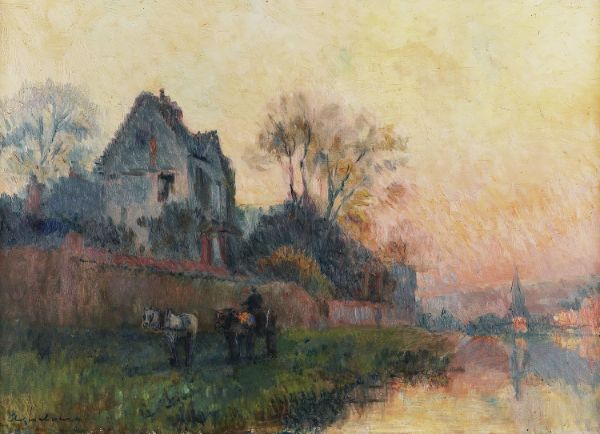 The Banks of the Seine and Castle | Oil Painting Reproduction