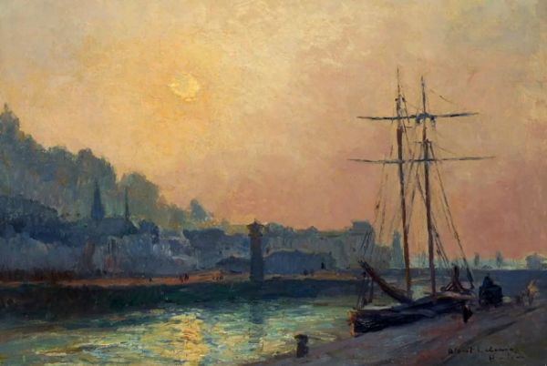 The Bassins of the Port of Honfleur Setting Sun | Oil Painting Reproduction