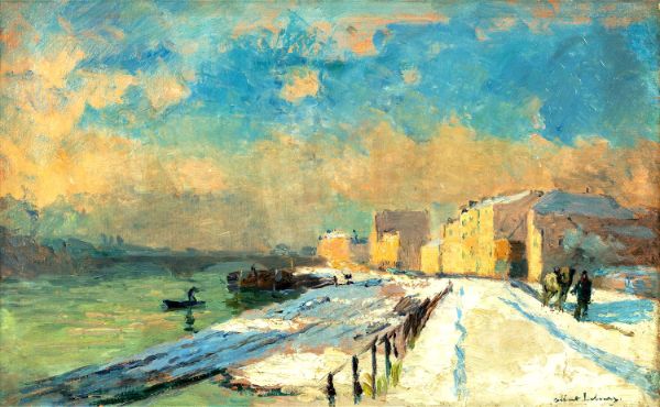 The Bridge of  Neuilly Snow by Albert Lebourg | Oil Painting Reproduction