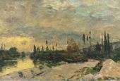 The Sunset at the Seine near Vetheuil By Albert Lebourg