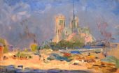 Tournelle Quay and Notre Dame of Paris 1884 By Albert Lebourg