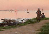 Back from Fishing Sunset Light By Alfred Guillou