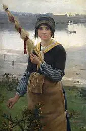 Fisher Girl with Spindle By Alfred Guillou