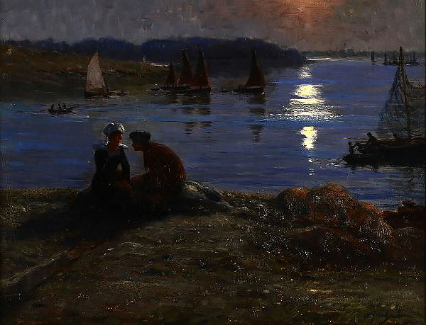 Moonlight Romance by Alfred Guillou | Oil Painting Reproduction