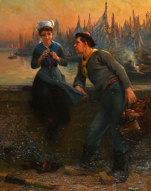 The Gallant Conversation of the Sailor | Oil Painting Reproduction