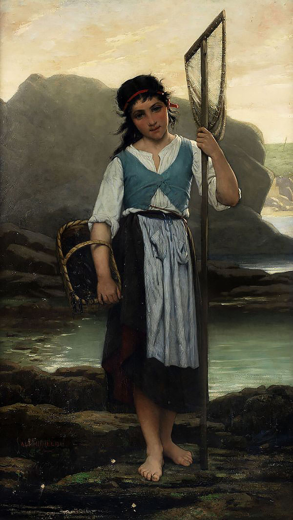 The Mussel Gatherer by Alfred Guillou | Oil Painting Reproduction