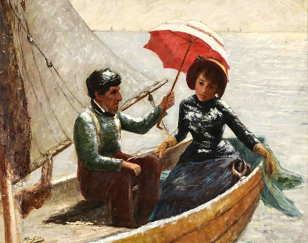 The Parasol by Alfred Guillou | Oil Painting Reproduction