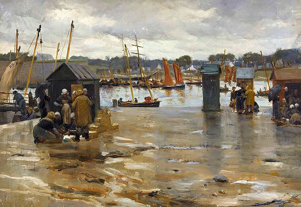 The Port of Concarneau by Alfred Guillou | Oil Painting Reproduction