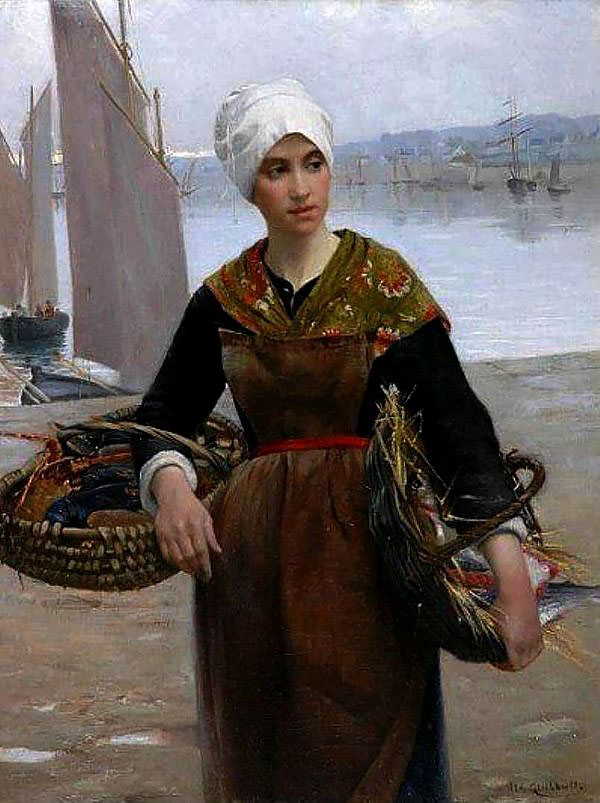 Young Breton Woman by Alfred Guillou | Oil Painting Reproduction
