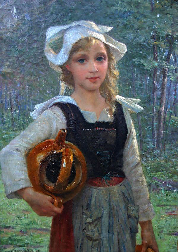 Young Breton Woman with a Jug | Oil Painting Reproduction