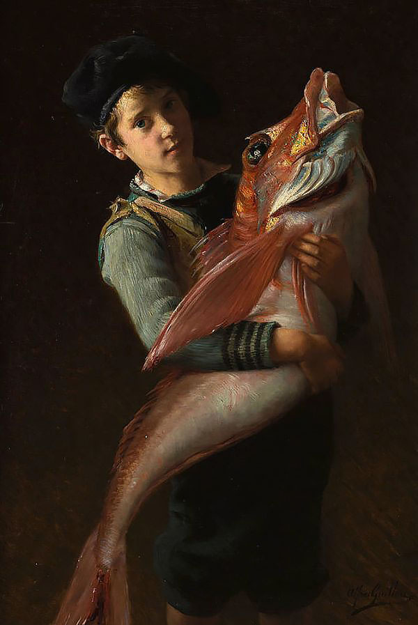 Young Fisherman by Alfred Guillou | Oil Painting Reproduction