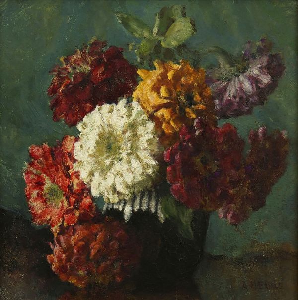 Still Life of Zinneas | Oil Painting Reproduction